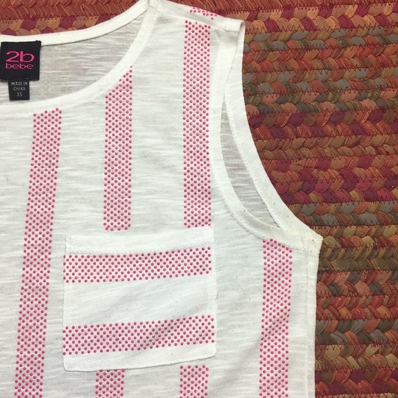 ๐ฅ VERTICAL PINK STRIPE POCKET BOXY TANK 2B BEBE - Picture 5 of 6